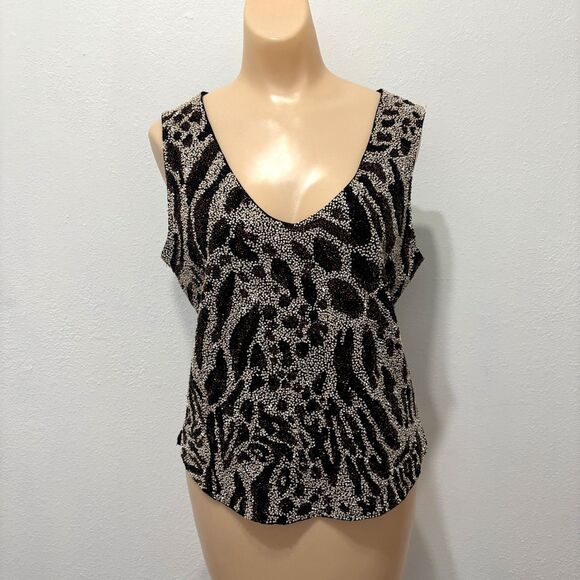 Cache Womens Y2K Beaded Top Large Black - Picture 1 of 6